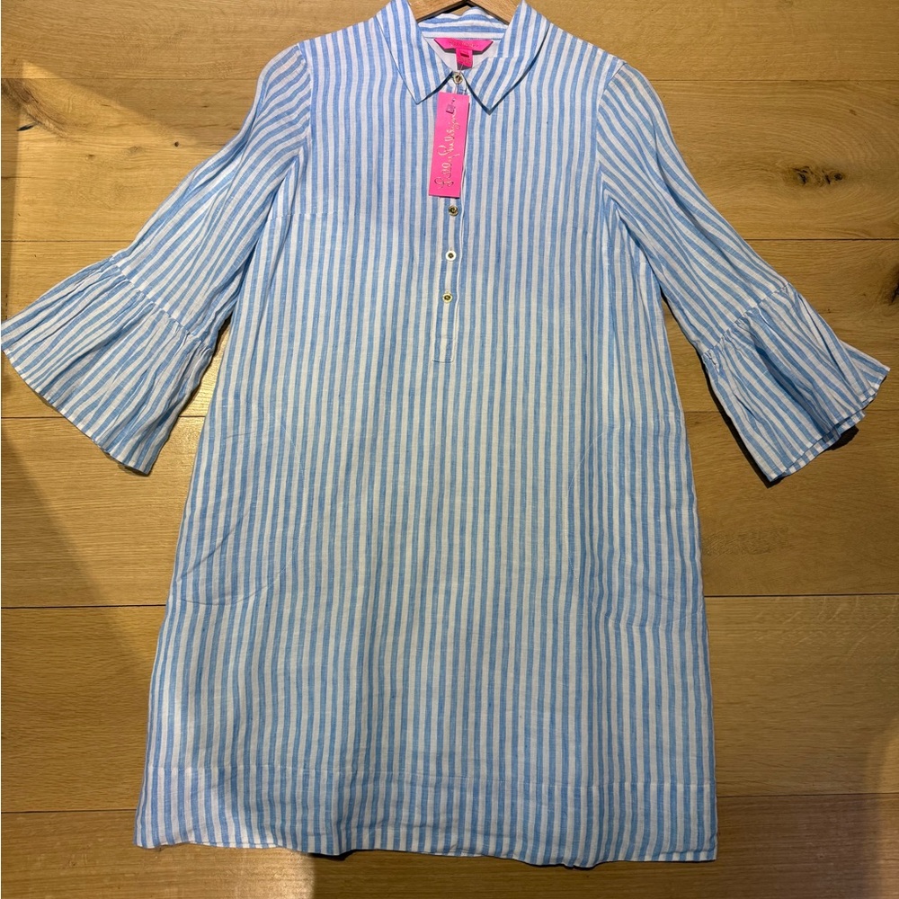 Lilly Pulitzer Lunar Blue Bimini White Striped Dress